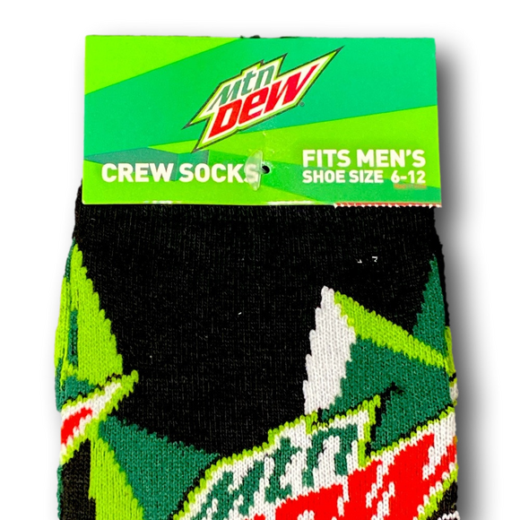 3/$20 Mountain Dew Retro Soda Logo Funny Novelty Crew Socks - NWT - Picture 2 of 3